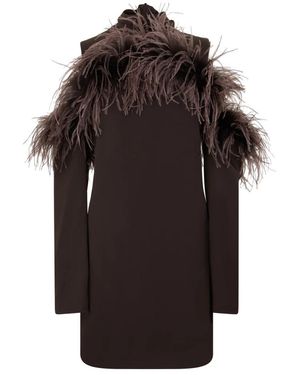 P.A.R.O.S.H. Kleid Mit Federbesatz - Schwarz