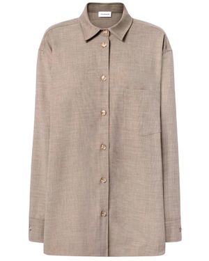 ANDAMANE Overhemden ,Grijs ,Leer New Georgiana Oversized Shirt - Bruin