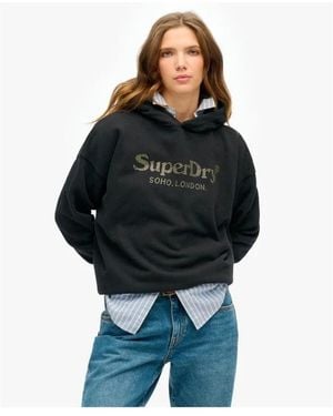 Superdry Venue Metallic Relaxed Hoodie - Schwarz