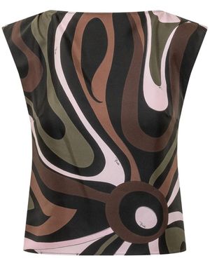 PUCCI Tops ,Veelkleurig ,Zijden Twill Top - Grijs