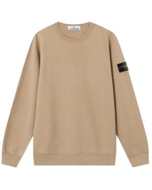Stone Island 6100049 Sweatshirt Aus Gebürsteter Baumwolle - Natur