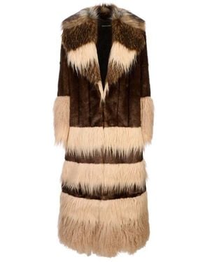 Roberto Cavalli Langer Kunstpelzmantel - Braun