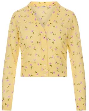Jil Sander Truien & Vesten ,Geel ,Katoen Printed Cardigan