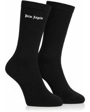 Palm Angels Long Cotton Socks Pwra007F23Fab0021001 - Black