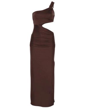 Fisico Langes One-Shoulder-Kleid Mit Ringdetail Und Cut-Out - Braun