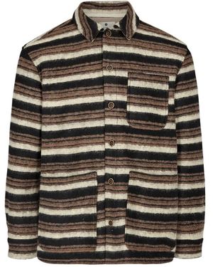 Anerkjendt Gestreiftes Woll-Overshirt Jacke Weste - Schwarz
