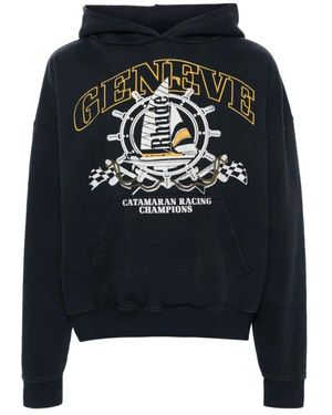 Rhude Nautischer Druck Baumwollhoodie - Schwarz