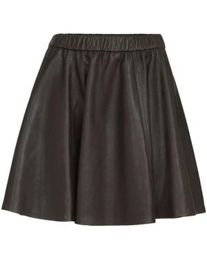 Brunello Cucinelli Nappa Leren Rok Met Wijde Pijpen - Zwart