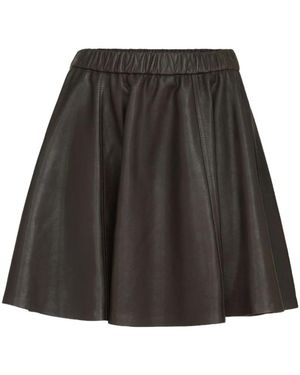 Brunello Cucinelli Nappa Leren Rok Met Wijde Pijpen - Zwart