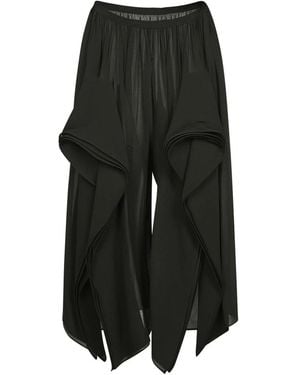 Alaïa Groene Ruche Gelaagde Wijde Pijp Broek - Zwart