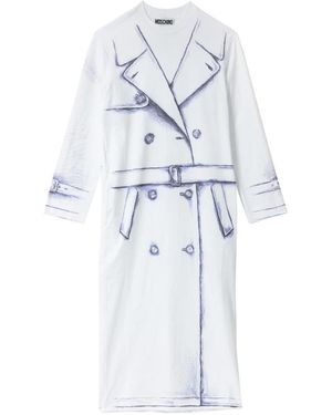Moschino Weiße Langarm Trenchkleid - Blau