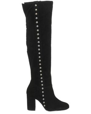 Guess Suede Finished Leather Heeled Boots Fldan3Sup11 - Black