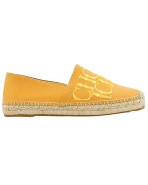 Carolina Herrera Schoenen ,Geel ,Leer Geborduurde Leren Espadrilles