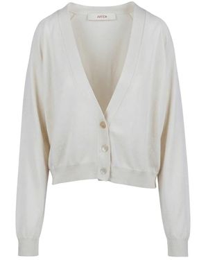 Jucca Truien & Vesten ,Wit ,Katoen Raglan V-Hals Vest - Grijs