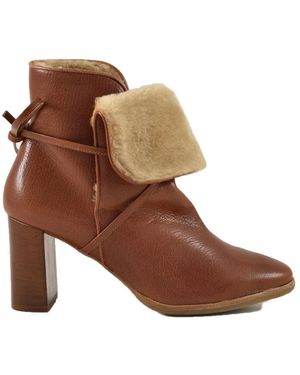 L'Autre Chose Leder Stiefeletten Mit Plüschfutter - Braun