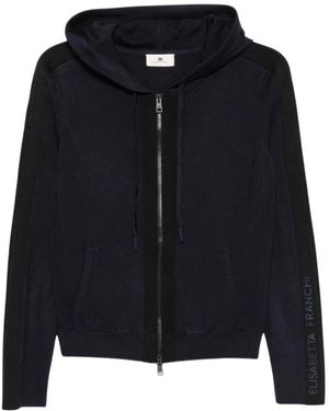 Elisabetta Franchi Hoodies & Sweatvesten ,Blauw ,Zip-Throughs - Zwart