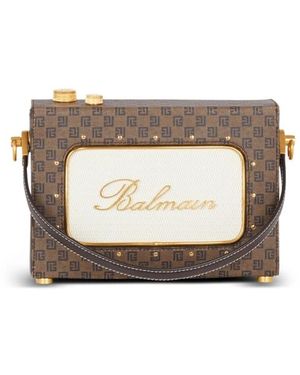 Balmain Radio Monogram Signature Bag - Bruin