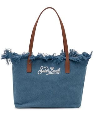 MC2 Saint Barth Tassen ,Blauw ,Katoen Medium City Shopper Bag