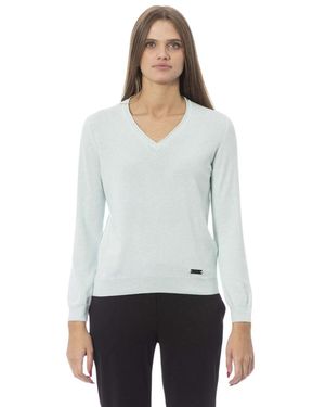 Baldinini Hellblauer v-ausschnitt kaschmir-mix pullover - Weiß