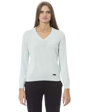 Baldinini Hellblauer v-ausschnitt kaschmir-mix pullover - Weiß