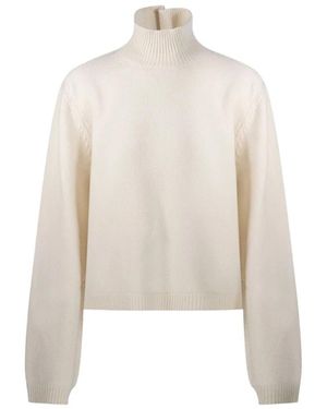 Rohe Rollkragenpullover - Weiß