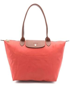 Longchamp Rote canvas umklappbare handtasche
