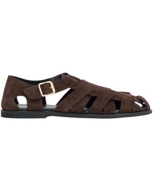 ESTRO Schoenen ,Bruin ,Leer Gevlochten Visserssandalen