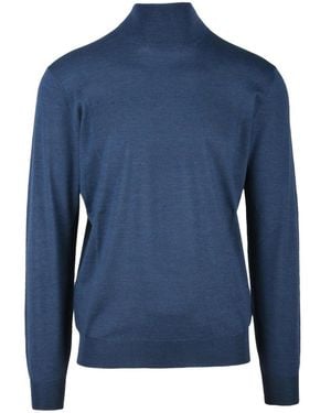 FILIPPO DE LAURENTIIS Truien & Vesten ,Blauw ,Wol Ciclista Turtleneck