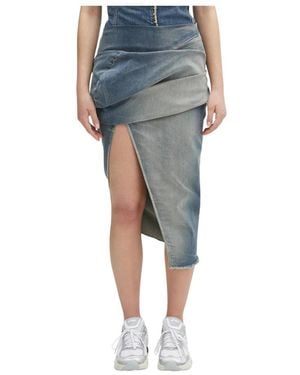 Rick Owens Low Twist Midi Rok - Blauw