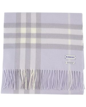 Burberry Geruite Cashmere Wol Sjaal - Paars