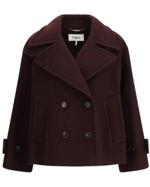 Chloé Oversized Double-Breasted Jas - Bruin