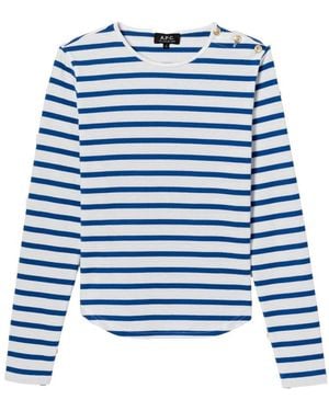 A.P.C. Long Sleeve T-Shirts - Blue