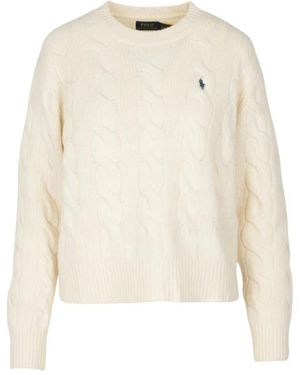 Polo Ralph Lauren Kabel Gebreide Trui Met Ronde Hals - Naturel