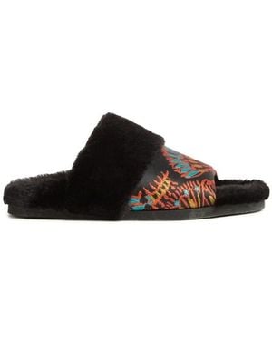 La DoubleJ Winter-Slides mit ägyptischem Muster - Schwarz