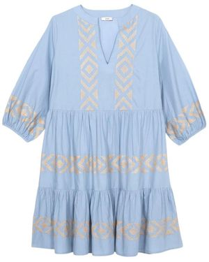Oltre Ausgestelltes Kleid Mit Stickerei - Blau