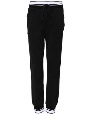 Dolce & Gabbana Black Cotton Mid Waist Jogger Trousers