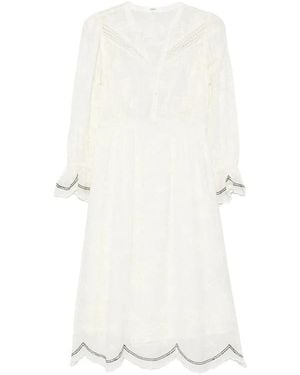 Ba&sh V-Neck Kleid Mit Gewelltem Saum - Weiß