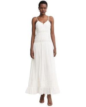 Twinset Kleedjes ,Wit ,Katoen Maxi Jurk Met Wijde Rok