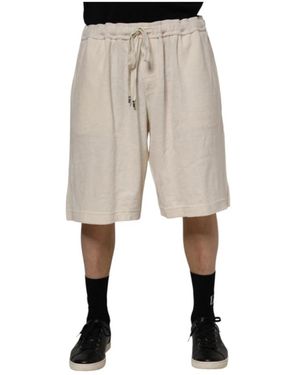 Dolce & Gabbana Luxuriöse Baumwoll-Sweatshorts Mit Reißverschluss - Natur