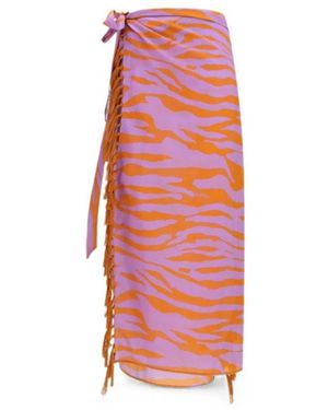 The Attico Zebra-Print Lange Pareo Met Franjes - Rood
