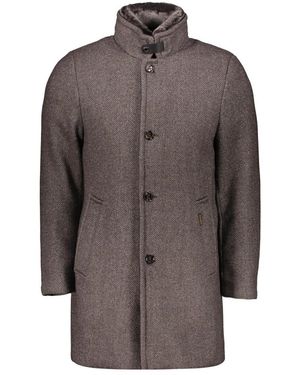 Moorer Jassen ,Bruin ,Wol Elegant Jas Met Hoge Kraag