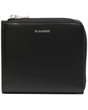 Jil Sander Leder Reißverschluss-Portemonnaie - Schwarz