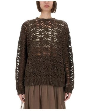 Brunello Cucinelli Round-Neck Knitwear - Marrone