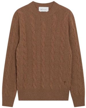 Ami Paris Round-Neck Knitwear - Marron