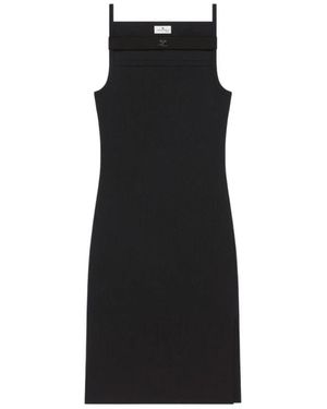 Courreges 90's Midi-Jurk Met Geribbeld Bandje - Zwart