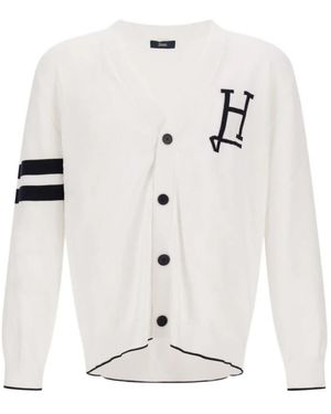 Herno Truien & Vesten ,Wit ,Katoen Cardigan Van Katoen Met H-Logo