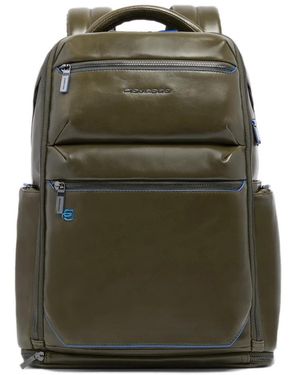 Piquadro Leren 15,6" Laptoprugzak Met Schoencompartiment - Groen