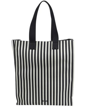 MSGM Schwarze Und Weiße Gestreifte Baumwolltasche
