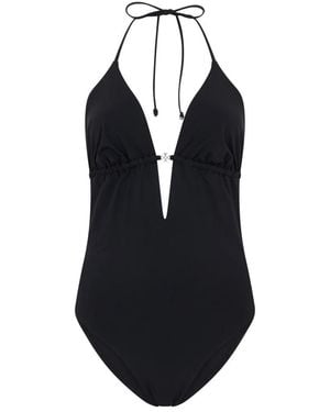 Tory Burch Badmode ,Zwart ,Nylon Eendelig Badpak Met Amerikaanse Kraag