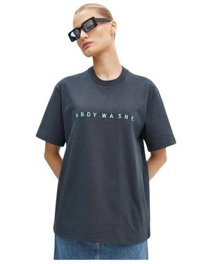 Sunnei Tops ,Blauw ,Katoen T-Shirt Met Geborduurd Logo